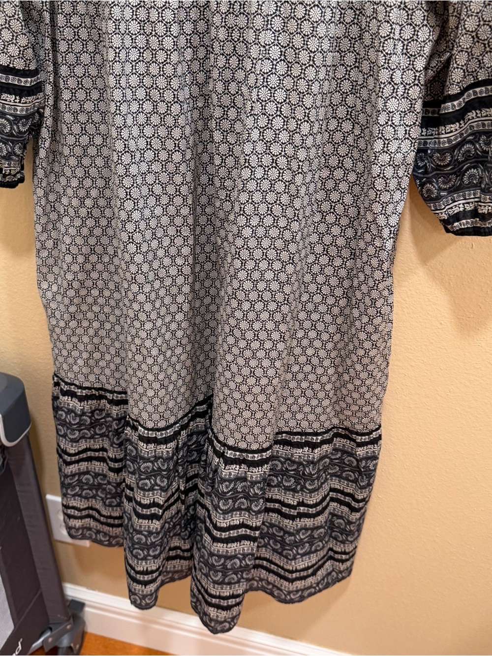 Anthropologie Anna SUI Black & White Patterned Maxi Dress Boho Cotton Large - Picture 5 of 12